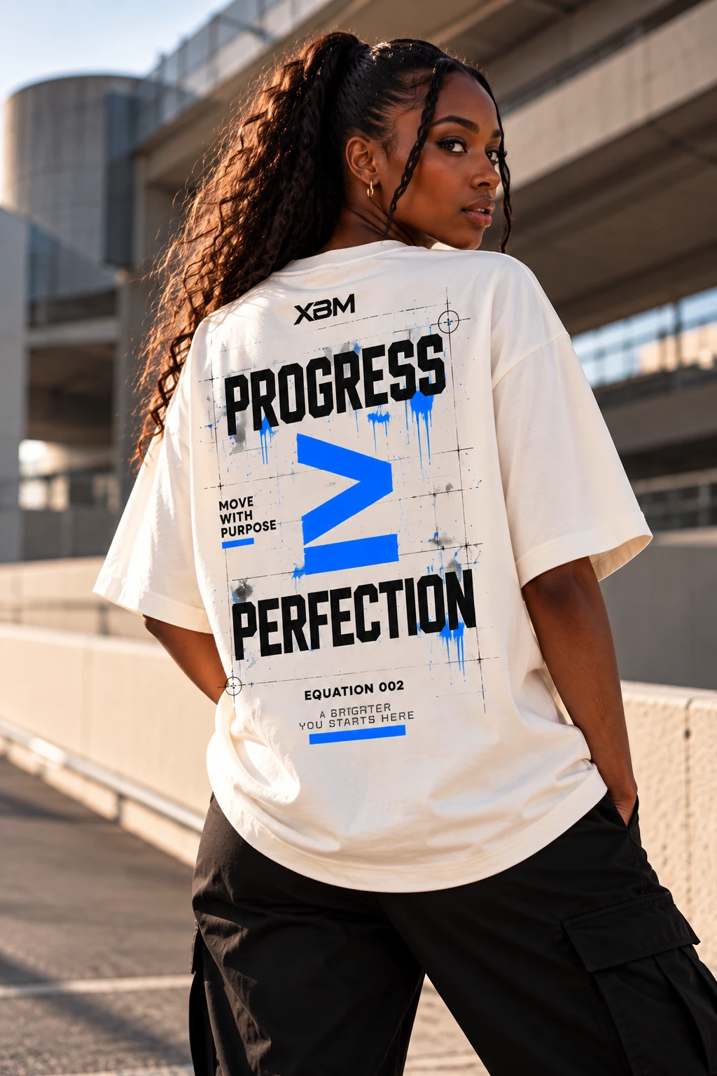 PROGRESS ≥ PERFECTION — Oversized T-Shirt — back artwork